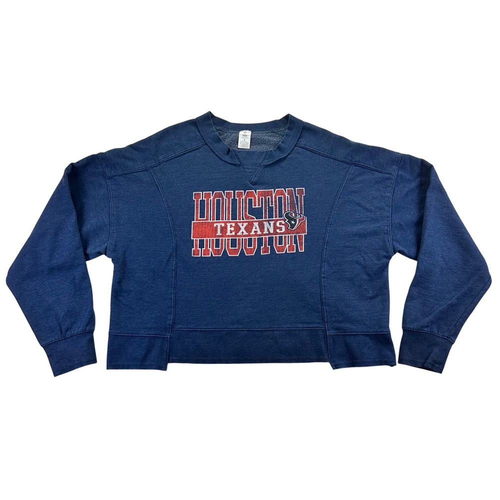 NFL Team Apparel Houston Texans Womens Navy Blue Boxy Graphic Sweatshirt Medium